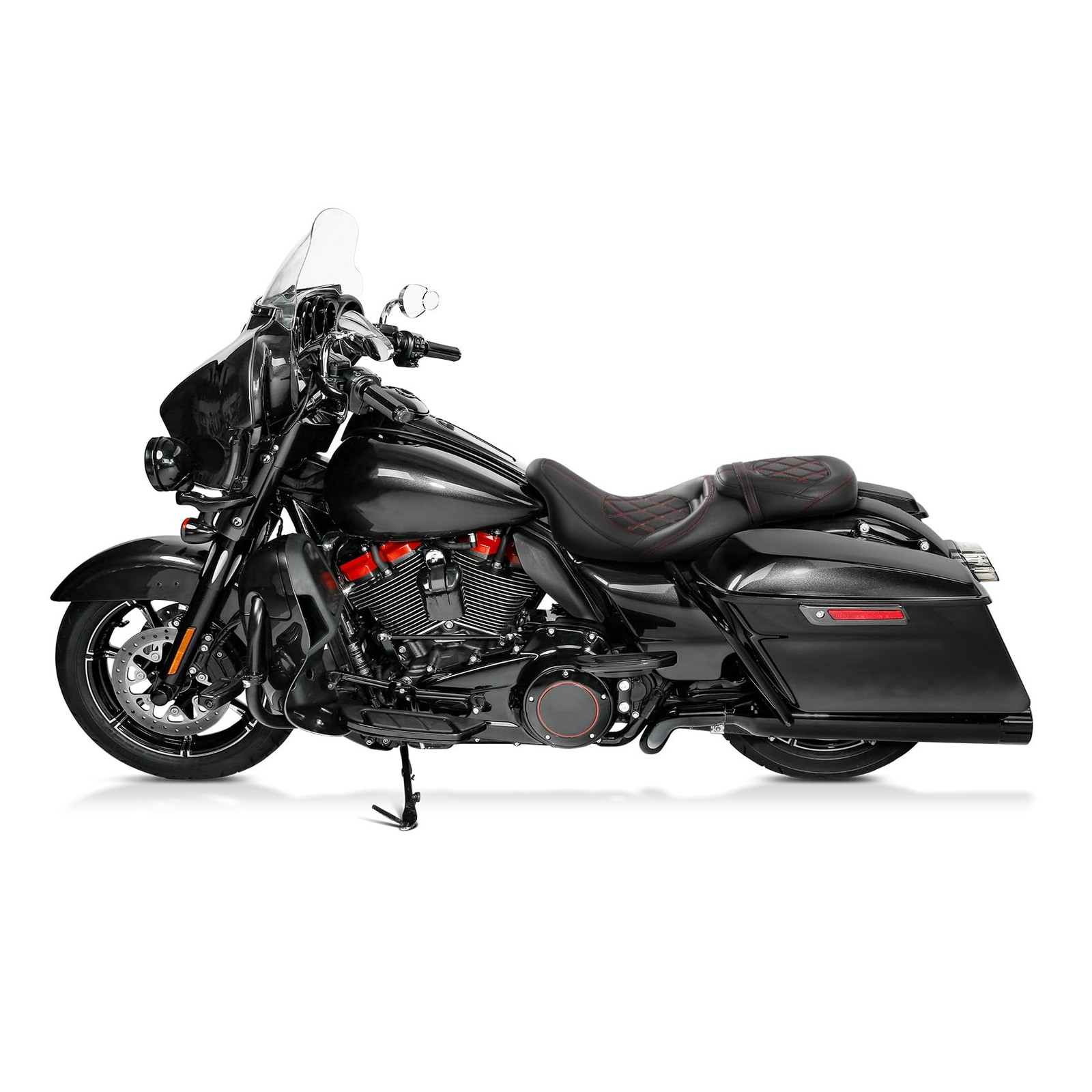Two-Up Detachable Motorcycle Seat for Touring Road King Special FLHRXS Black Red