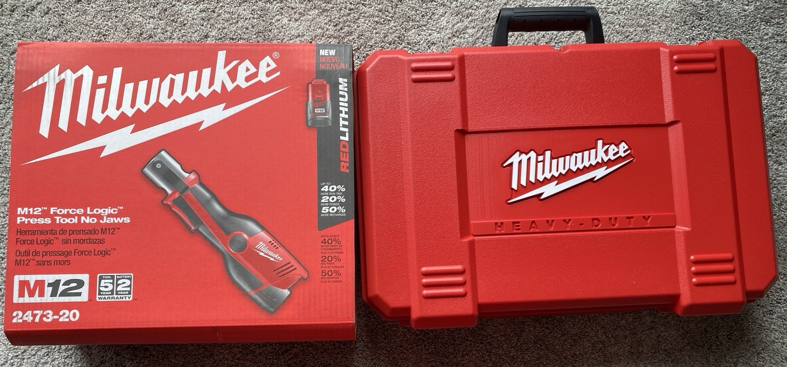 New Milwaukee M12 Force Logic Press Tool Case Only 2473-20 Unused Hard Carry Box