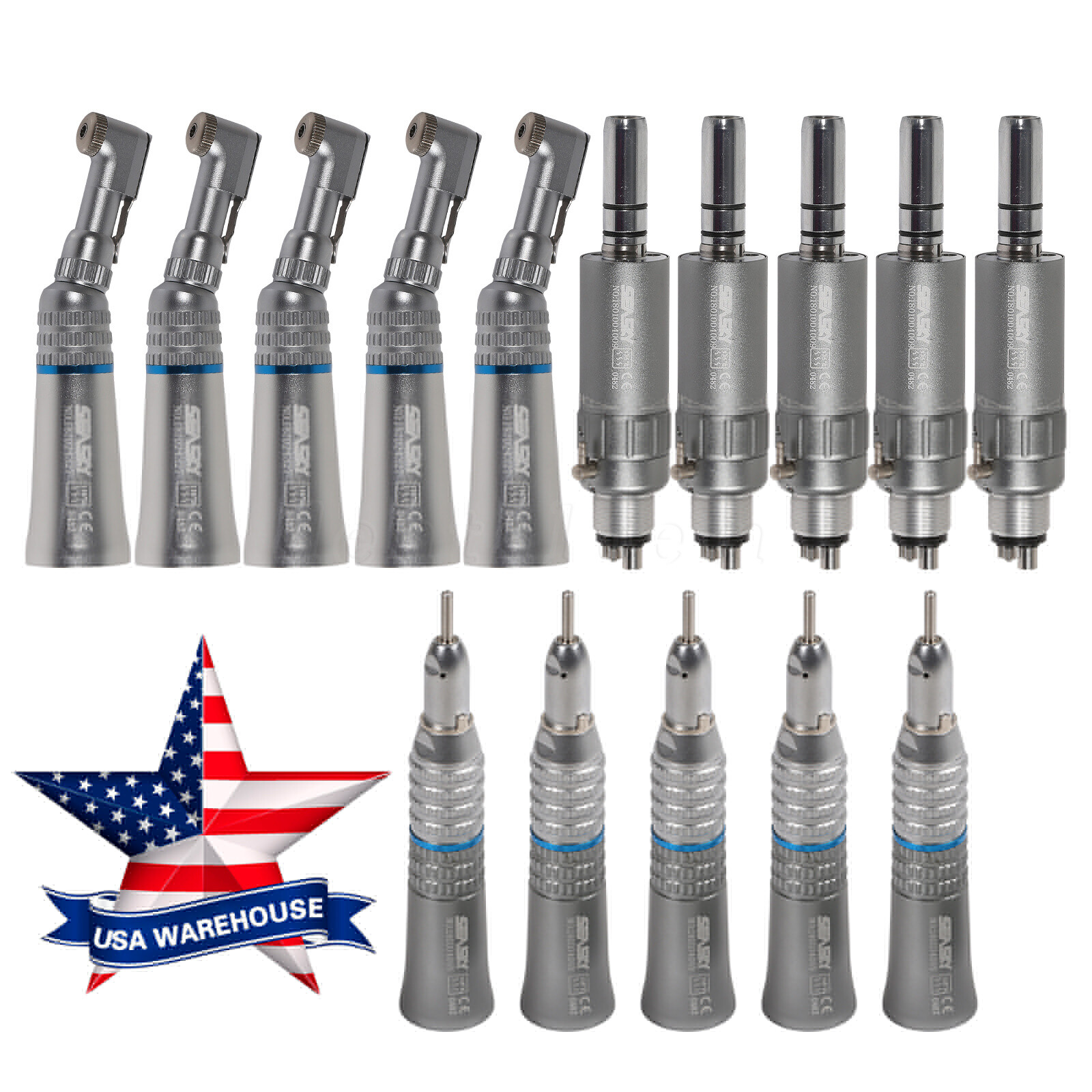 Dental Straight Contra Angle Air Motor E-type 2/4 holes Low Speed Handpiece USA