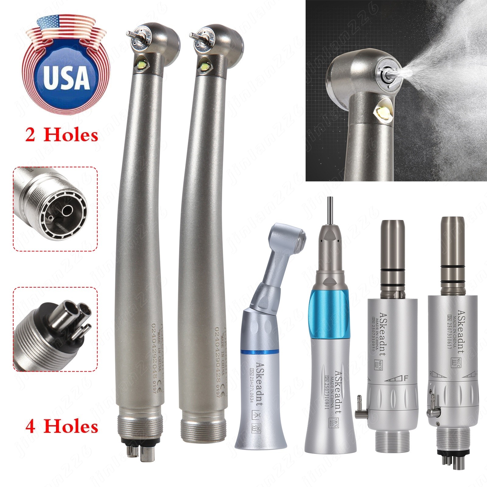 Estilo NSK Dental 4/2 Agujero Alta y Baja Velocidad / Kit Pieza de Mano Turbina