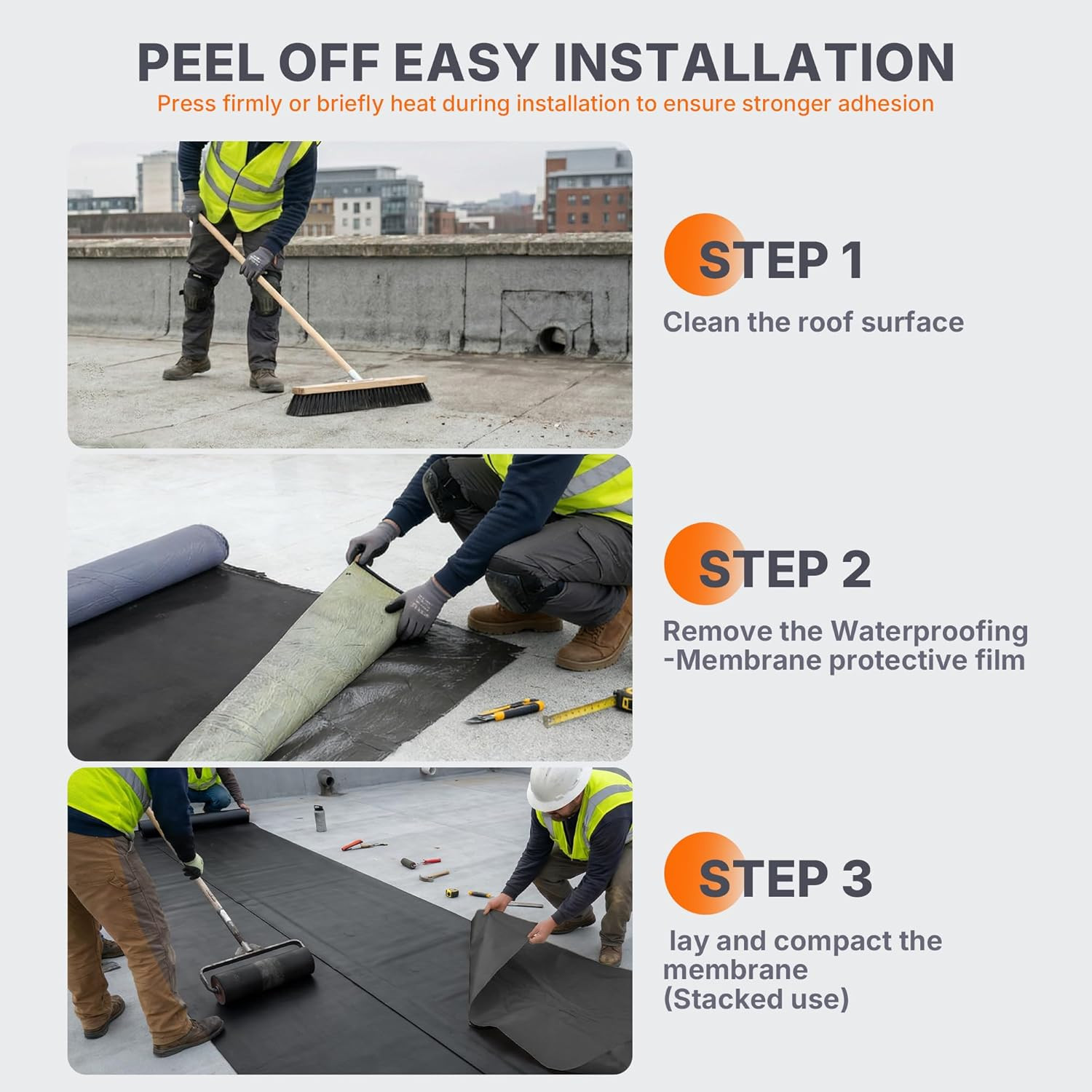 50 Mil EPDM Rubber Roofing Materials, Self-Adhesive Waterproofing Membrane for R