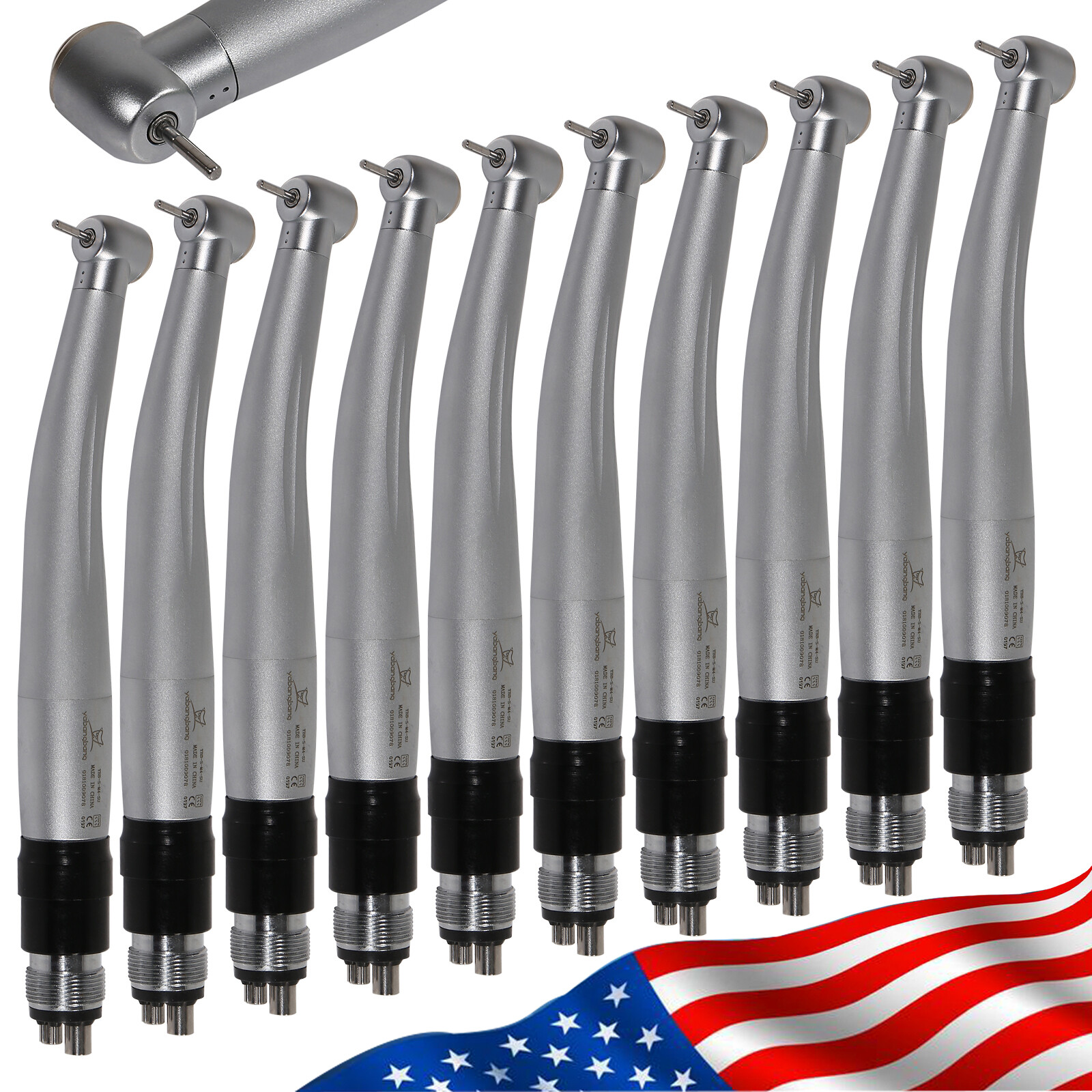 10 Pcs NSK Style Dental High-speed Turbine Handpiece Push Button 4-Hole Coupler