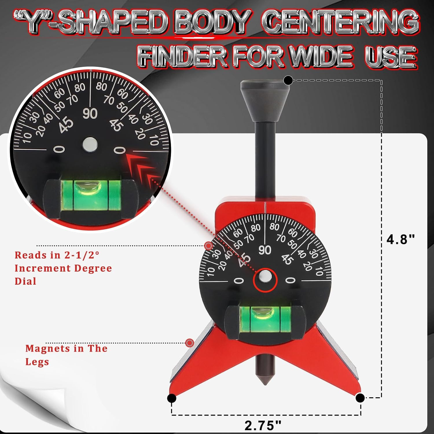 Pipe Center Finder, Pipefitter Tools W/Magnetic Centering Head, 2.75″ Y-Type Pip