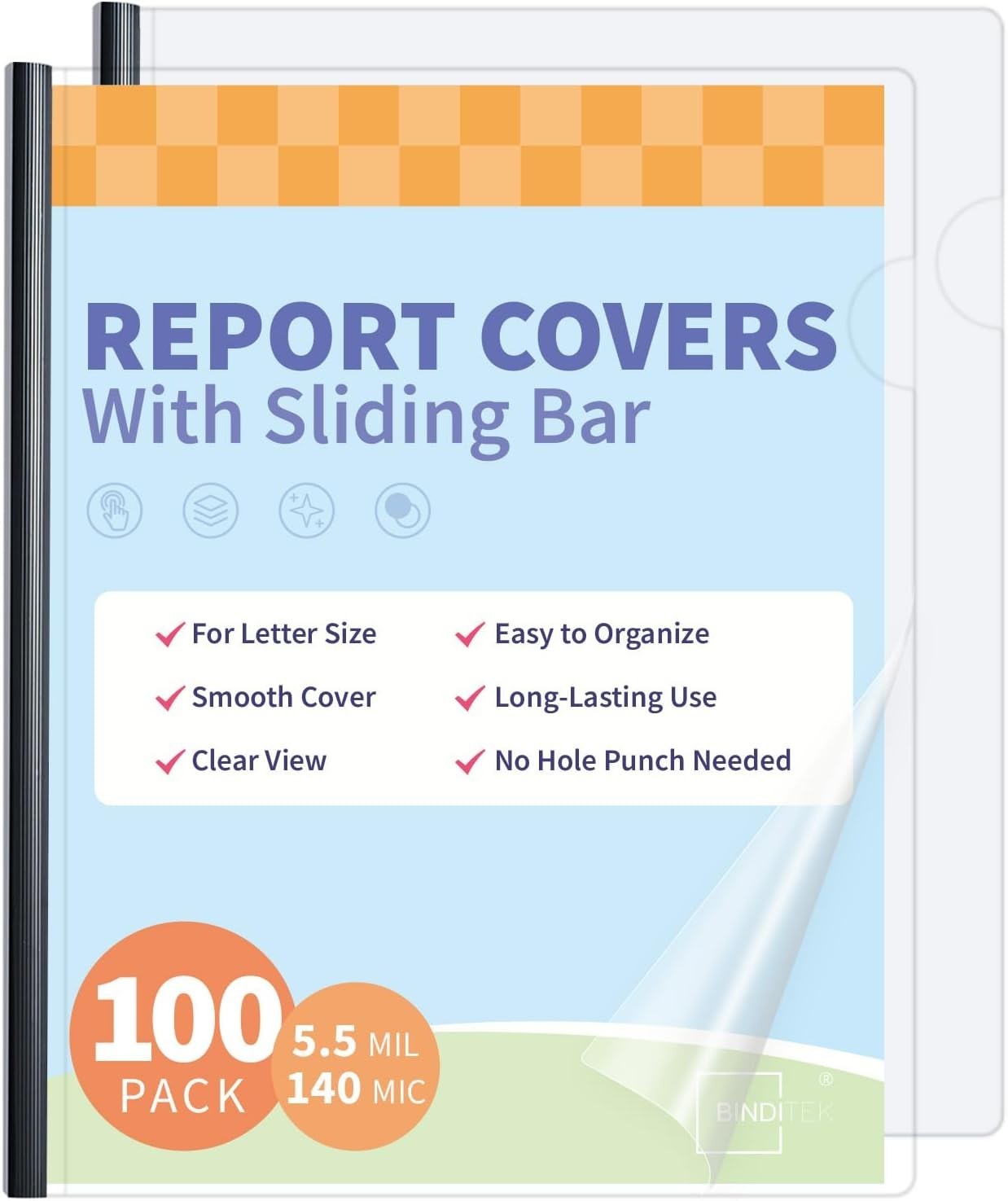 Professional 100 Pack Clear Report Covers, 25 Sheet Capacity