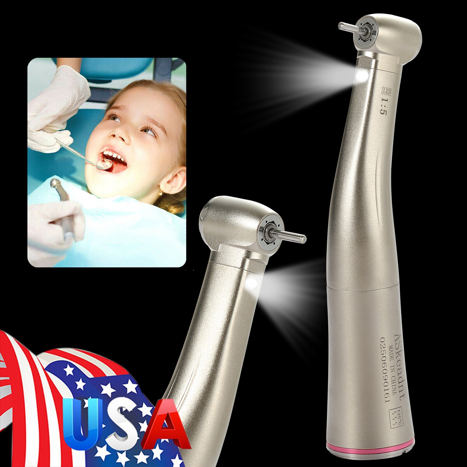 Dental 1:5 Increasing LED Fiber Optic Contra Angle Handpiece for NSK Ti-Max X95L