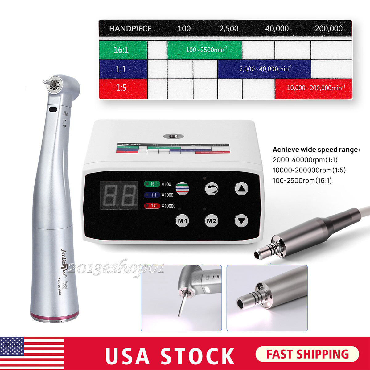 Dental Brushless LED Electric Micro Motor /1:5 Fiber Optic Handpiece