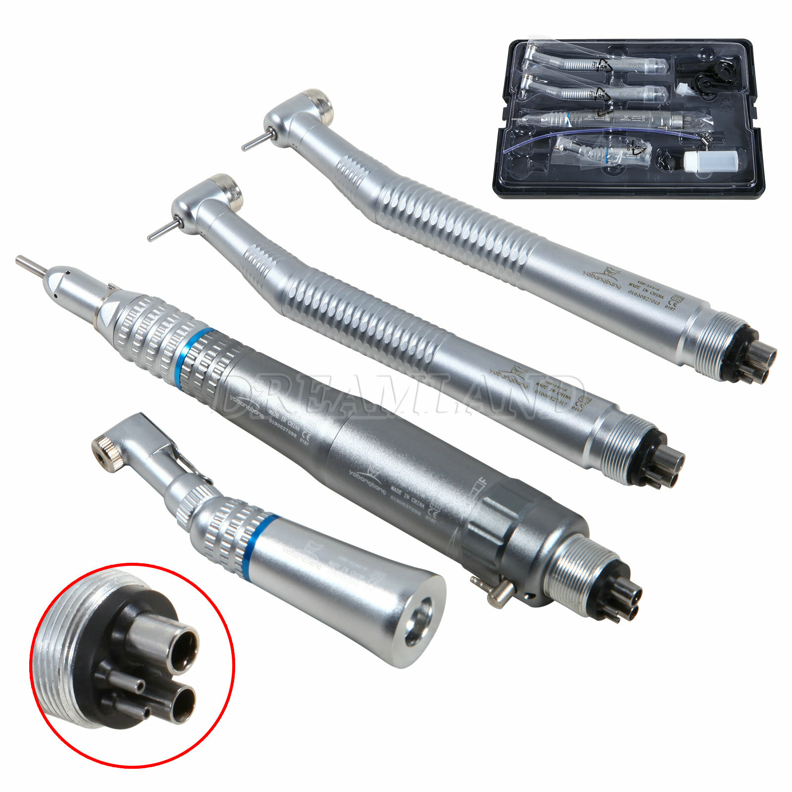 Dental High & Low Speed Handpiece Kit Contra Angle Air Mortor 1:1 Drive 2/4Hole
