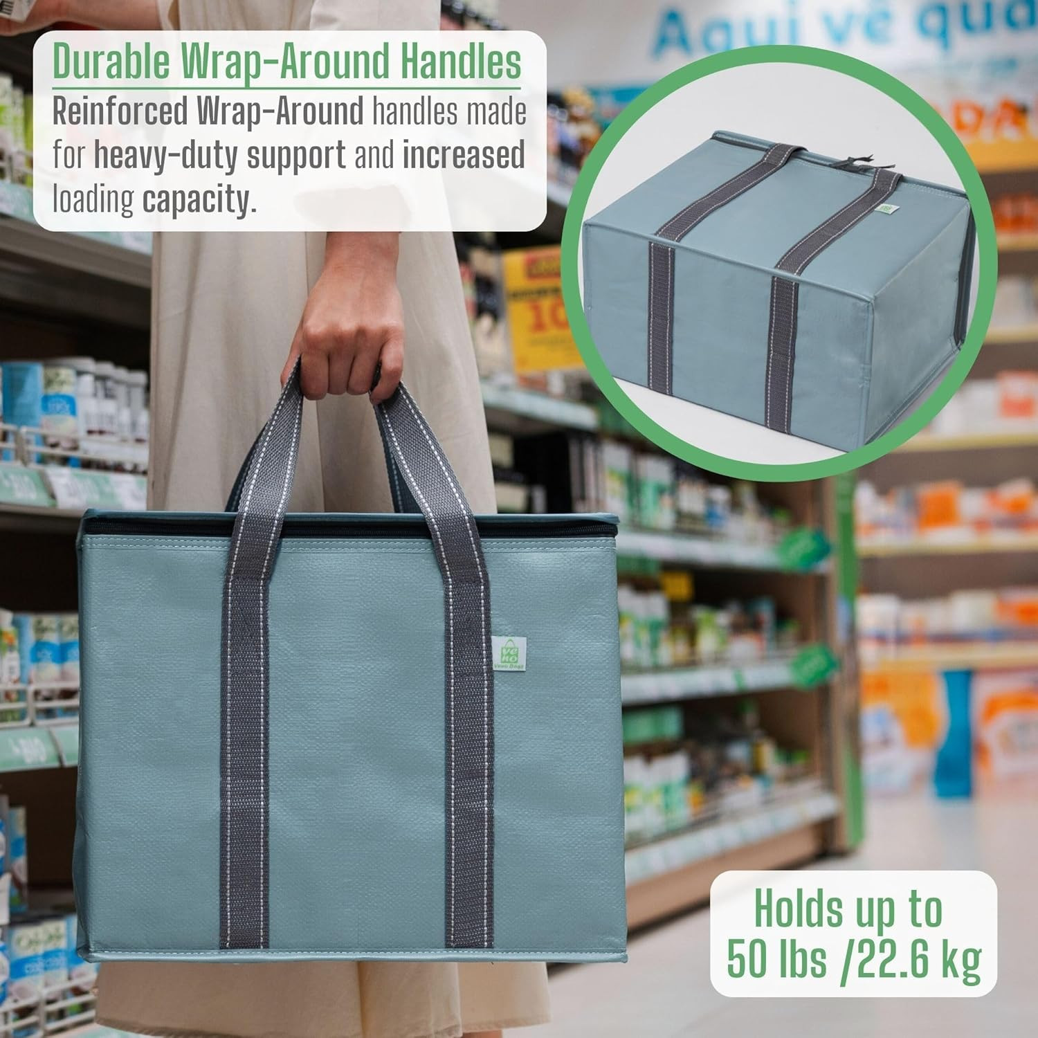 2 Pack Cooler Bag and Insulated Grocery Bags for Food Delivery, Collapsible Cool
