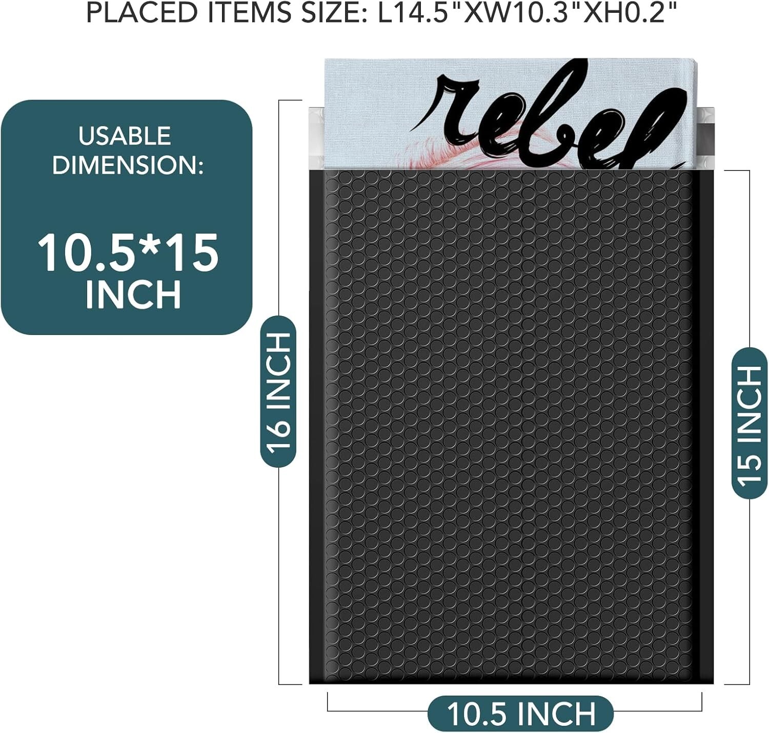 Bubble Mailers 10.5×16 500pc Large Padded Envelopes 10.5×15 Mailing Bag #5 Black