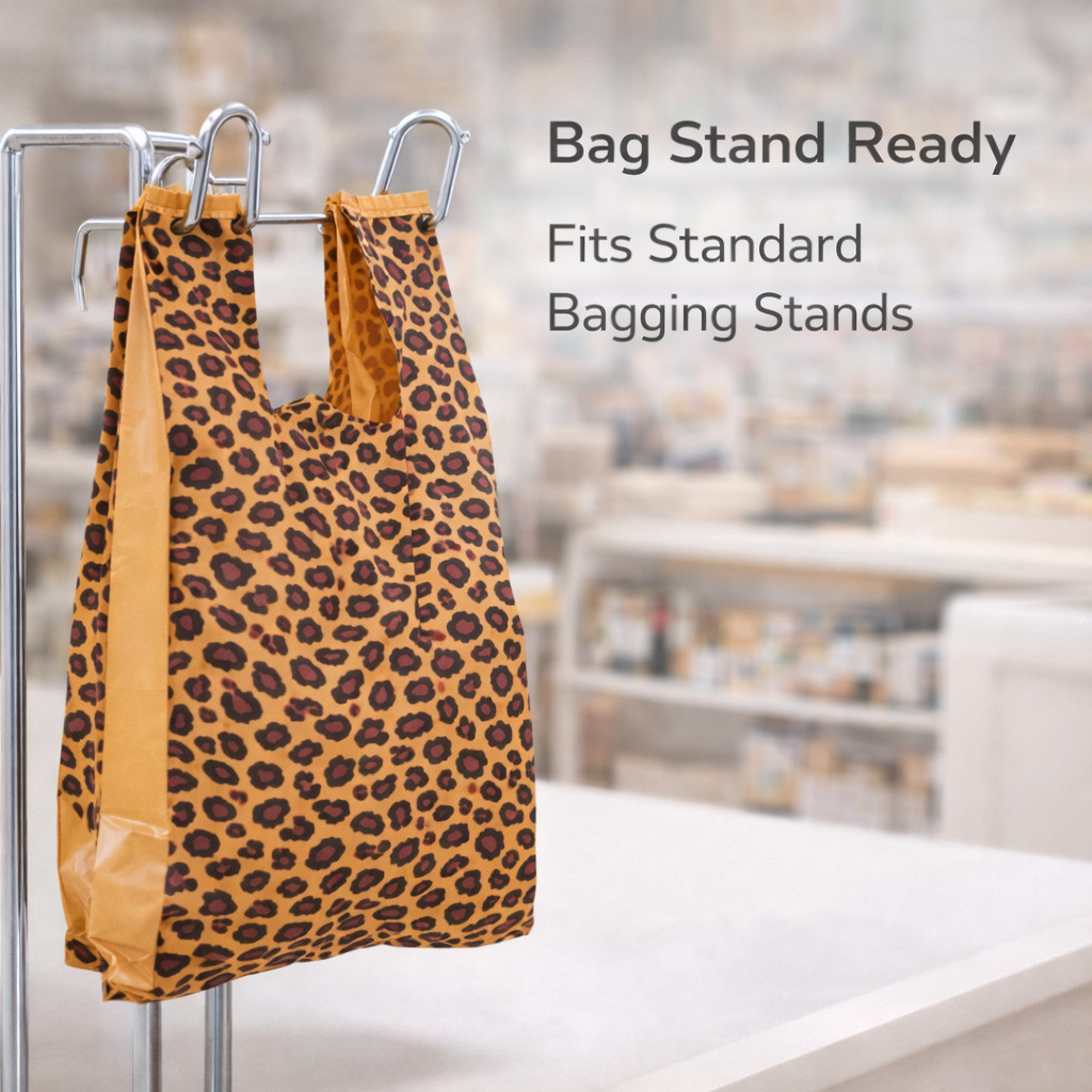Leopard Print T Shirt Bags 11.5 x 6 x 21 Plastic Retail Checkout Bags HDPE
