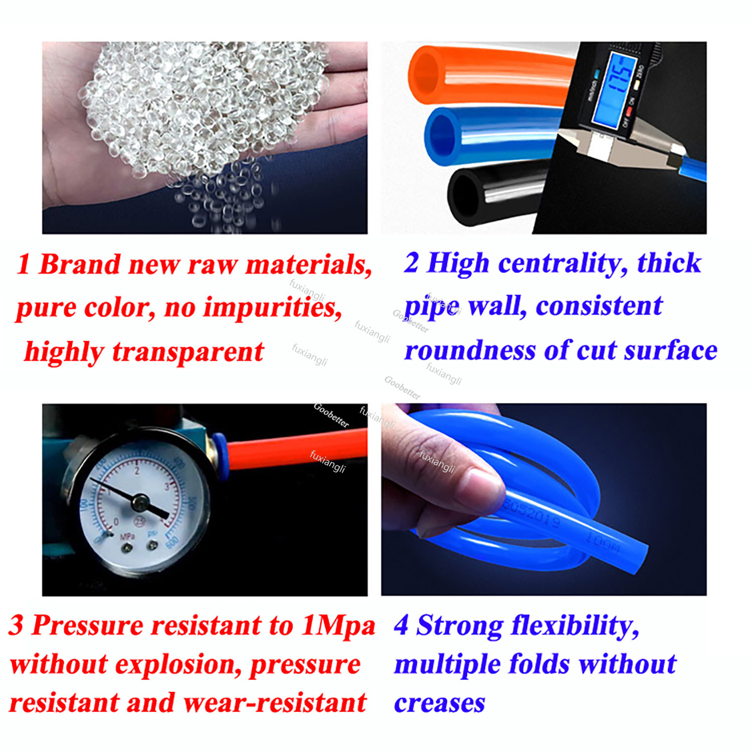Polyurethane Flexible Tubing Pneumatic PU Pipe Tube Hose -Air Chemical Fuel Oil
