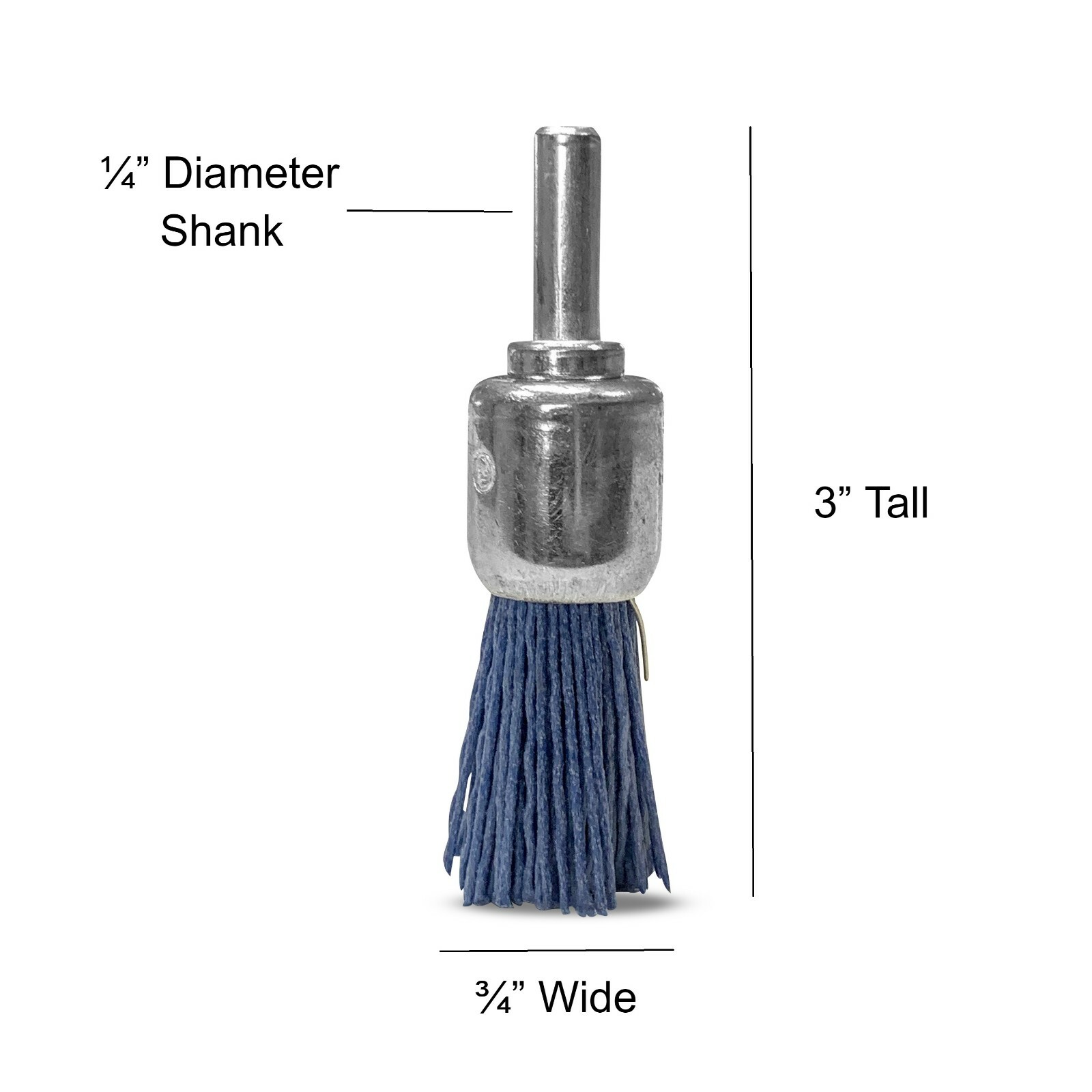 3/4″ Nylon End Brush 1/4″ Shank Medium Fine Coarse 3 Pack Blue Drill Brush