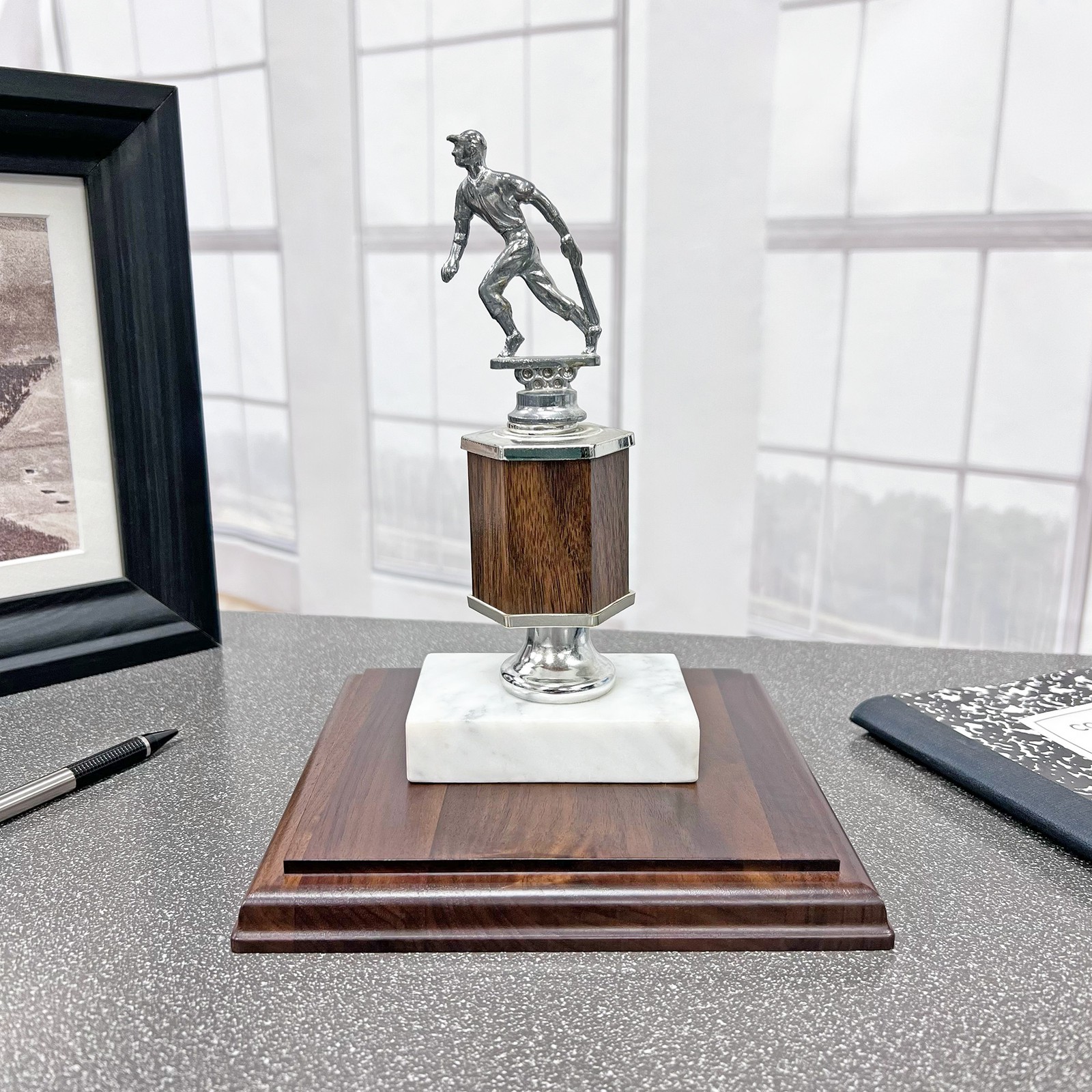 Plymor Solid Walnut Square Wood Display Base, 6.875″ W x 6.875″ D x 0.75″ H