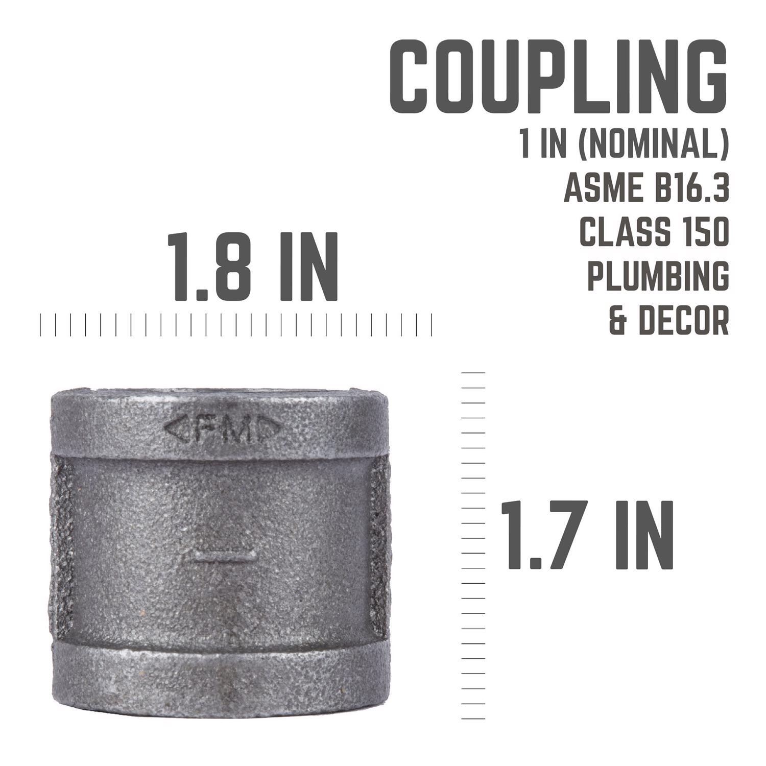 BK Products 1 in. FPT x 1 in. Dia. FPT Black Malleable Iron Coupling (Pack of 5)