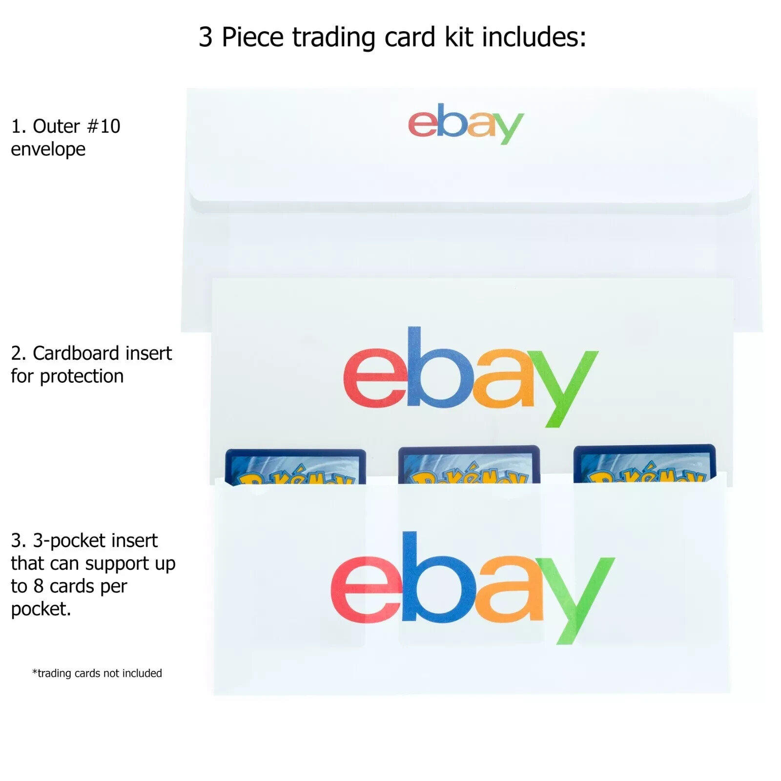 3 Pocket Ebay Logo Trading Card Envelopes 20ct