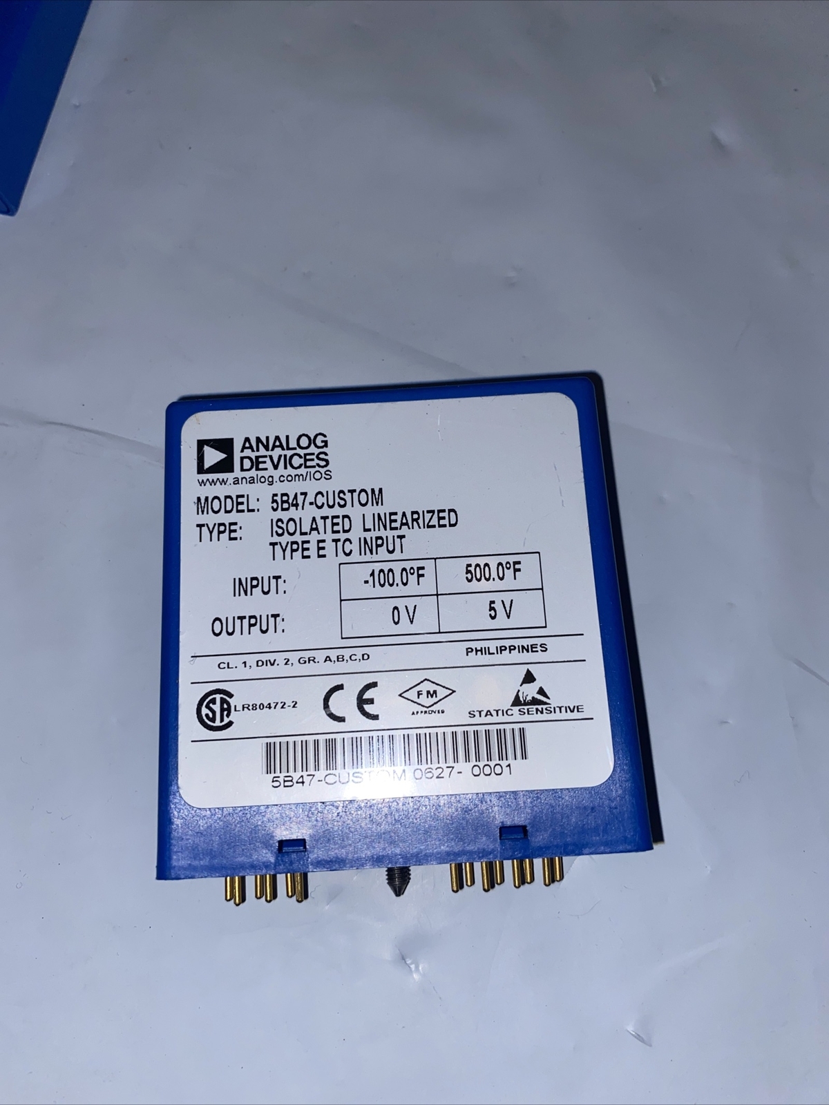 Analog Devices 5B47-CUSTOM ISOLATED LINEARIZED Type E TC Input -100.0°F 500.0°F