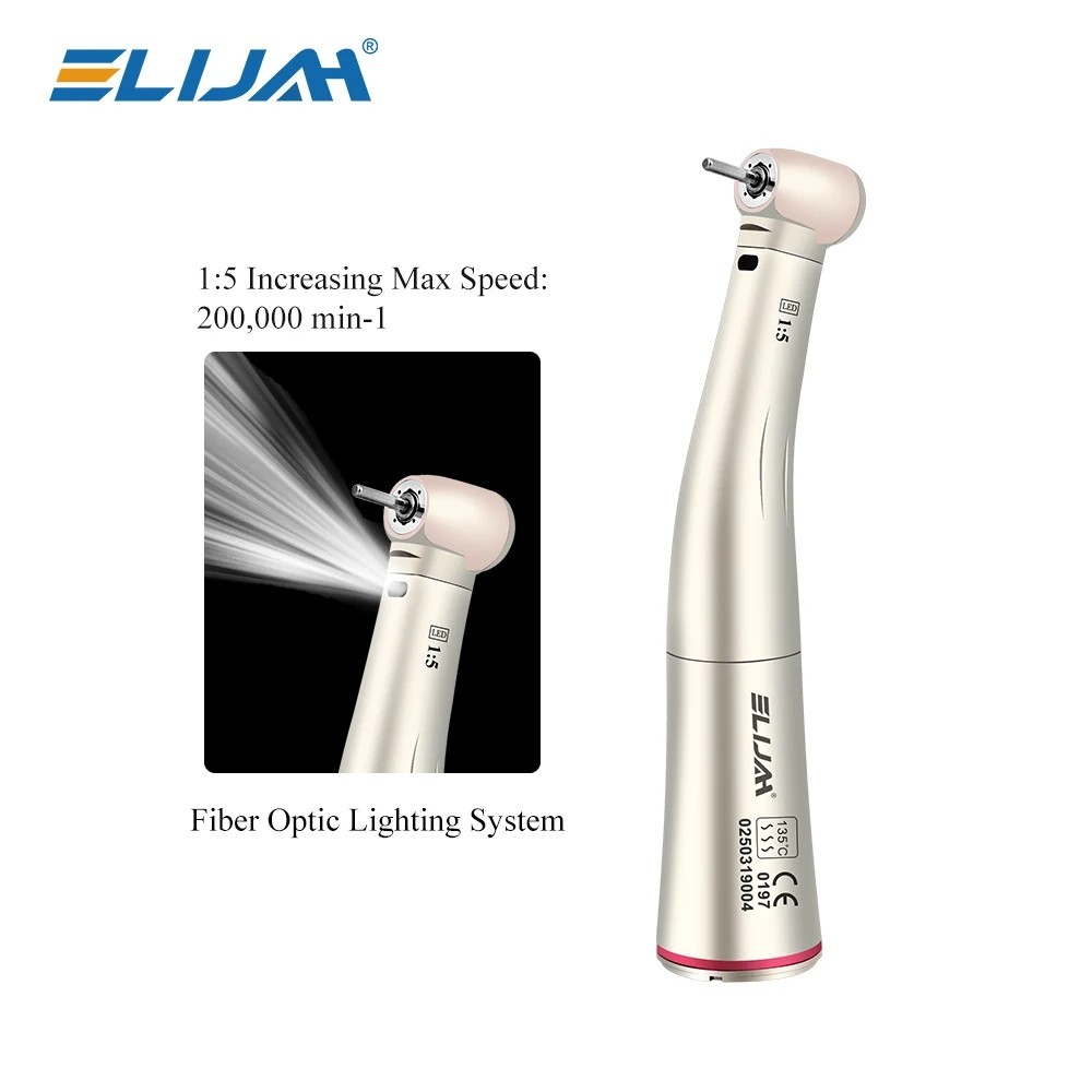 Dental 1:5 Fiber Optic Handpiece LED Quattro Spray Push Button Contra Angle