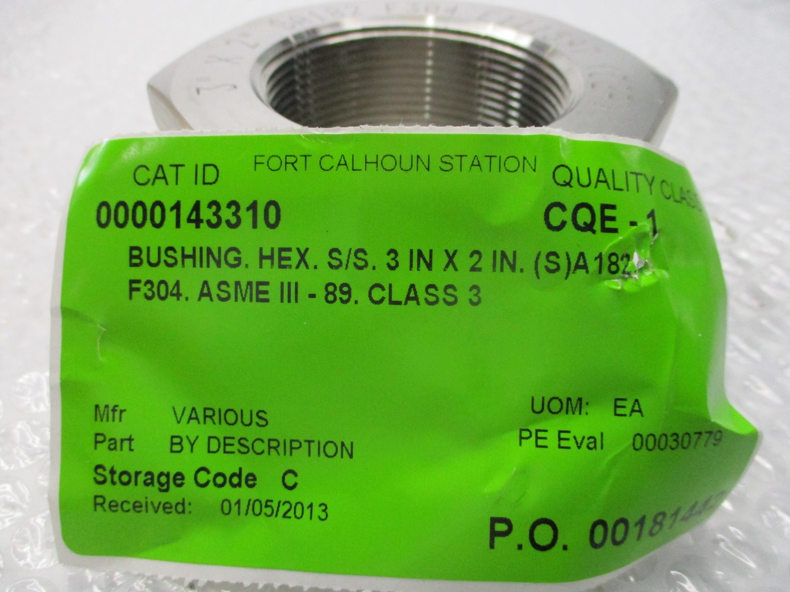 INDUSTRIAL SPARE 0000143310 S/S 3IN X 2IN HEX BUSHING NSNP
