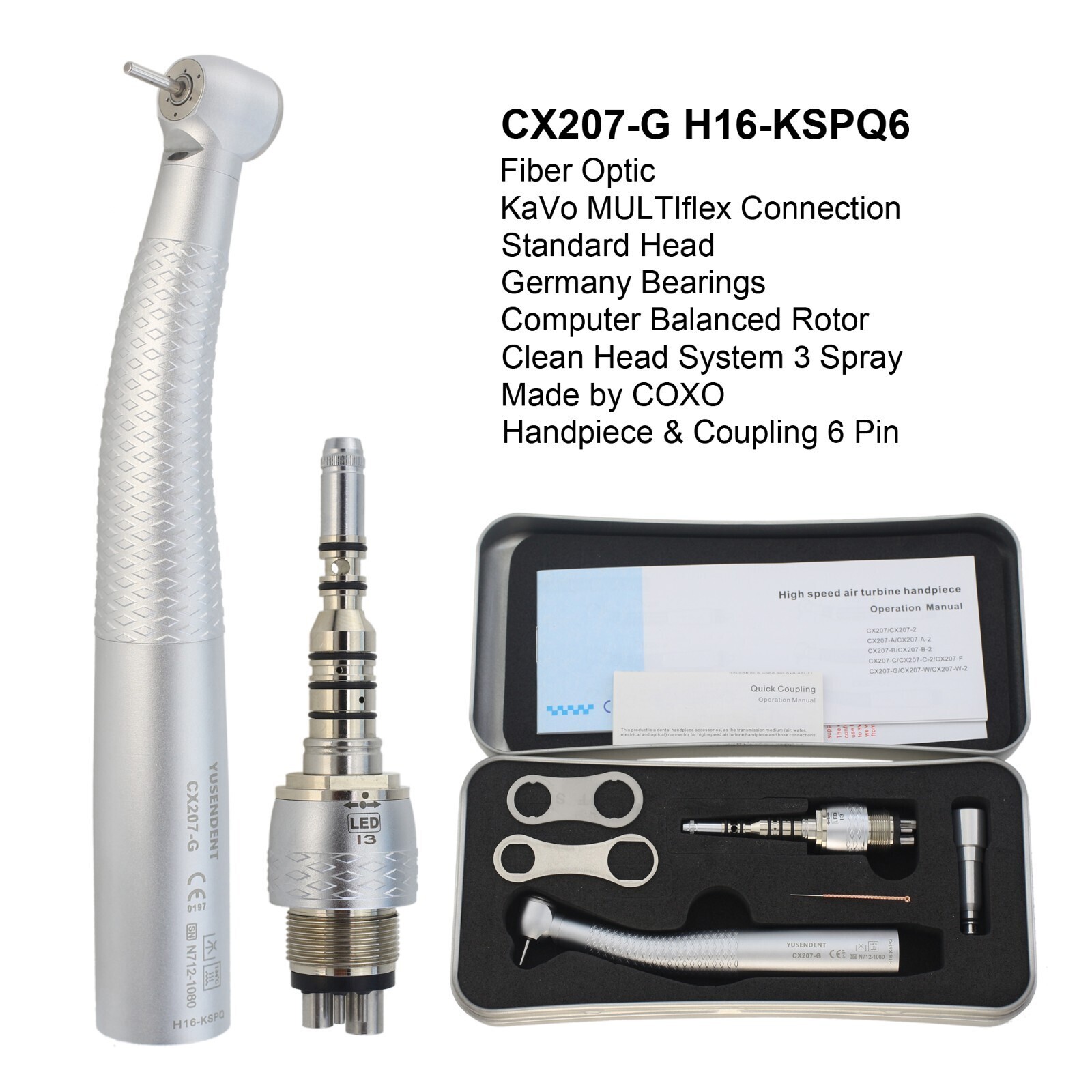 COXO Dental Handpiece Fiber Optic High Speed Turbine CX207-G KaVo MULTIflex LED
