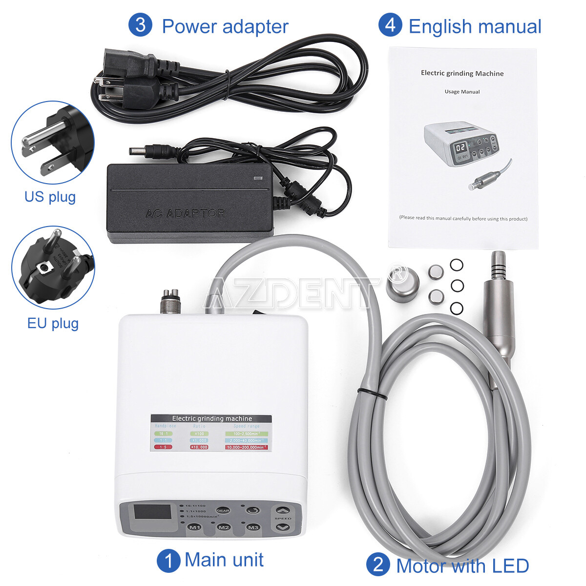 AZDENT Dental Brushless LED Electric Micro Motor /1:5 Increasing Handpiece