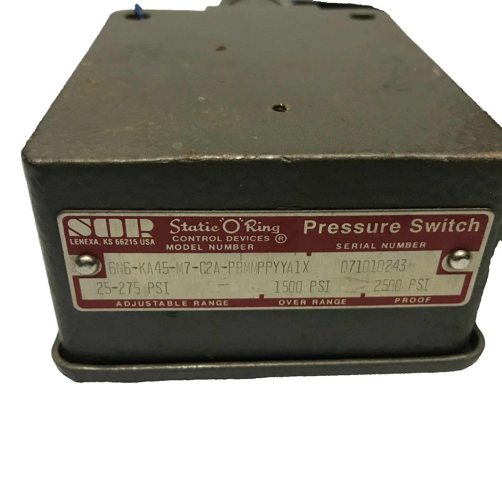 Static-O-Ring 6N6-KA45-M7-C2A-PBM Pressure Switch 25 to 275 psi