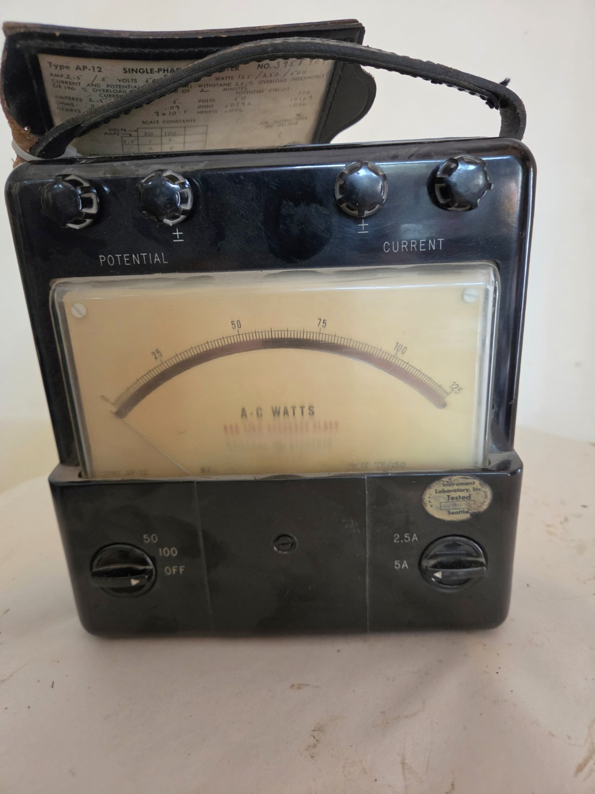 Vintage -General Electric Single Phase Watt Meter, Type AP-12