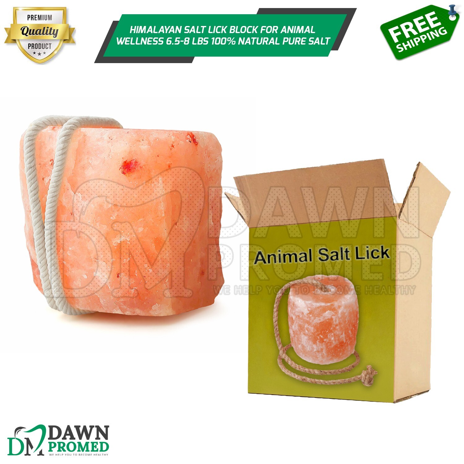 Himalayan Salt Lick Block for Animal Wellness 6.5-8 lbs. 100% Natural Pure Salt