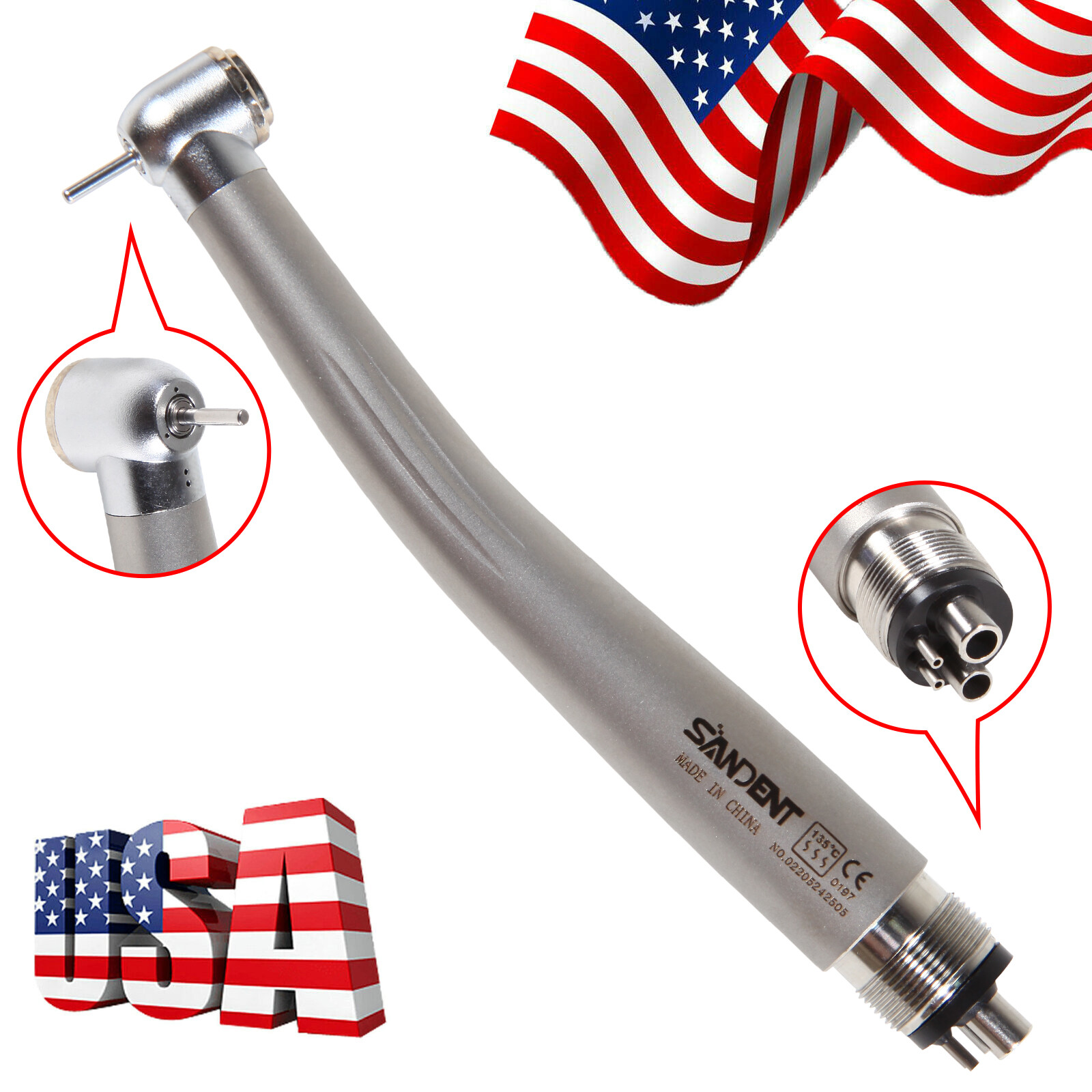 10* SANDENT Dental High Speed Handpiece push button spray 4Hole Midwest fit NSK