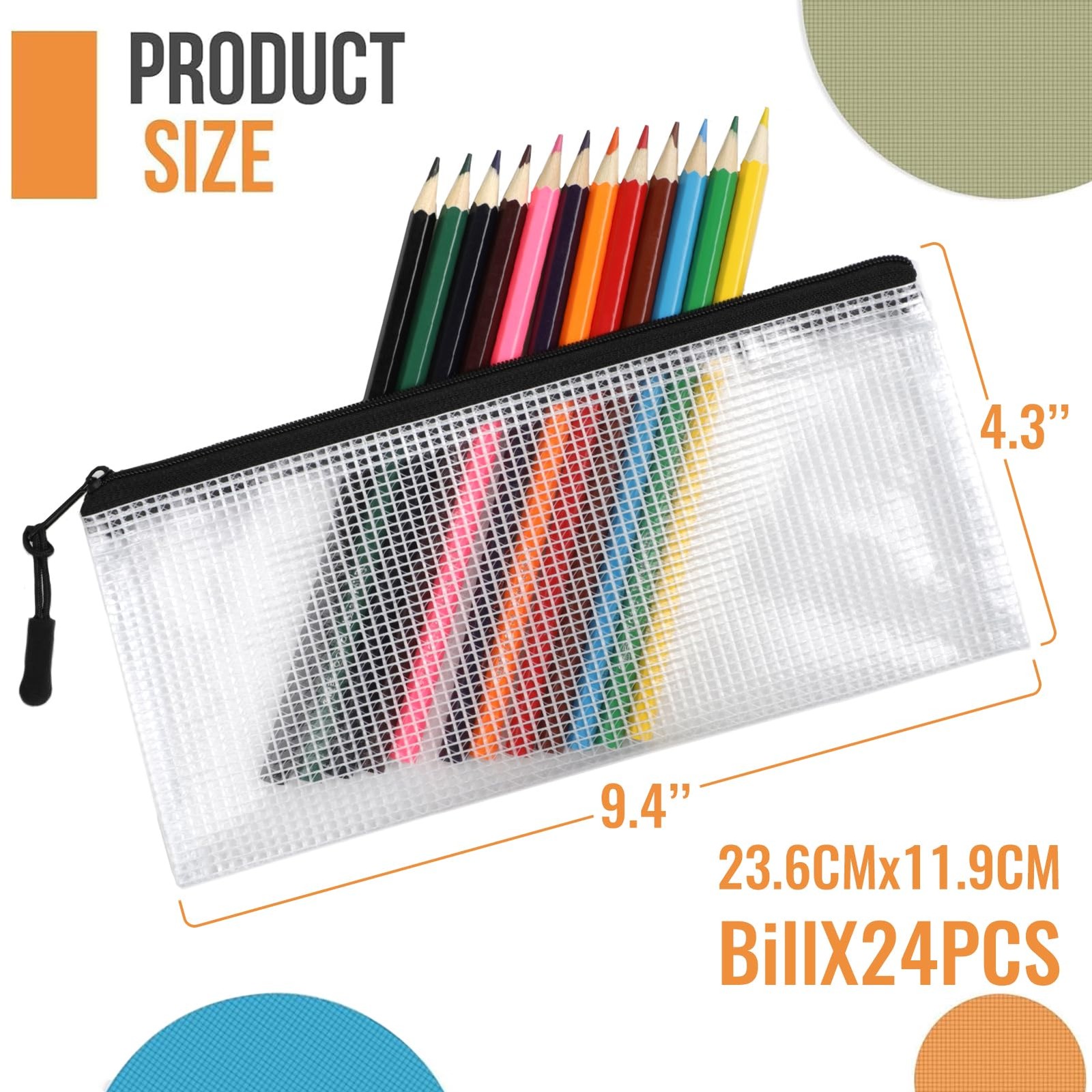 Mesh Zipper Pouch Bags 24PCS Clear Cosmetic Organizer Travel Bags