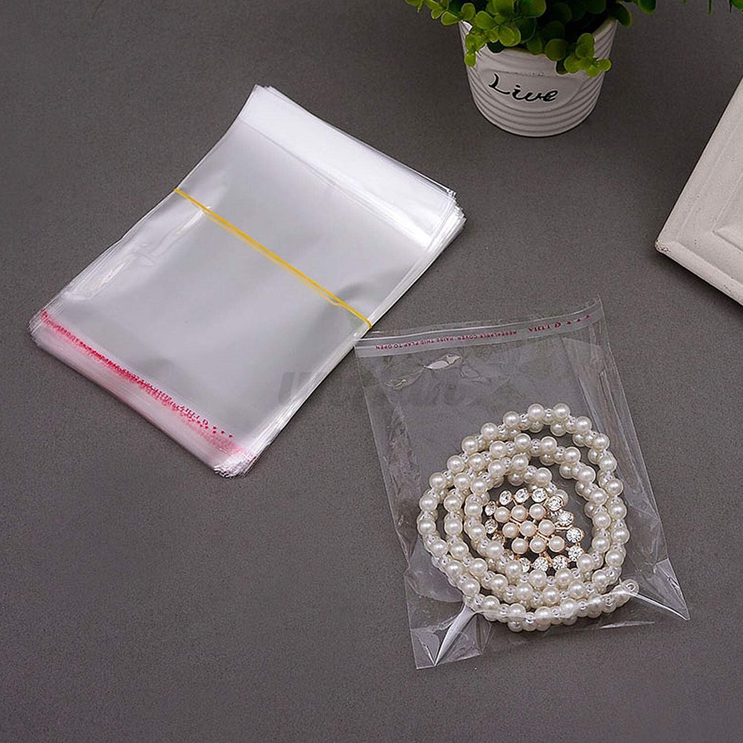 100PCS 4″ x 6″ Clear Resealable Self Adhesive Cello Tape OPP Poly Plastic Bags