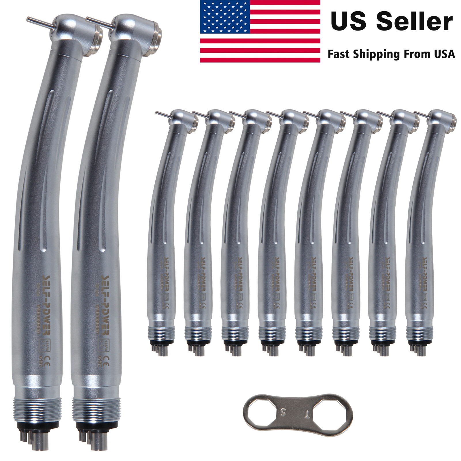 10 packs USA Dental High Speed Handpiece Push Standard Head 4Holes Turbine