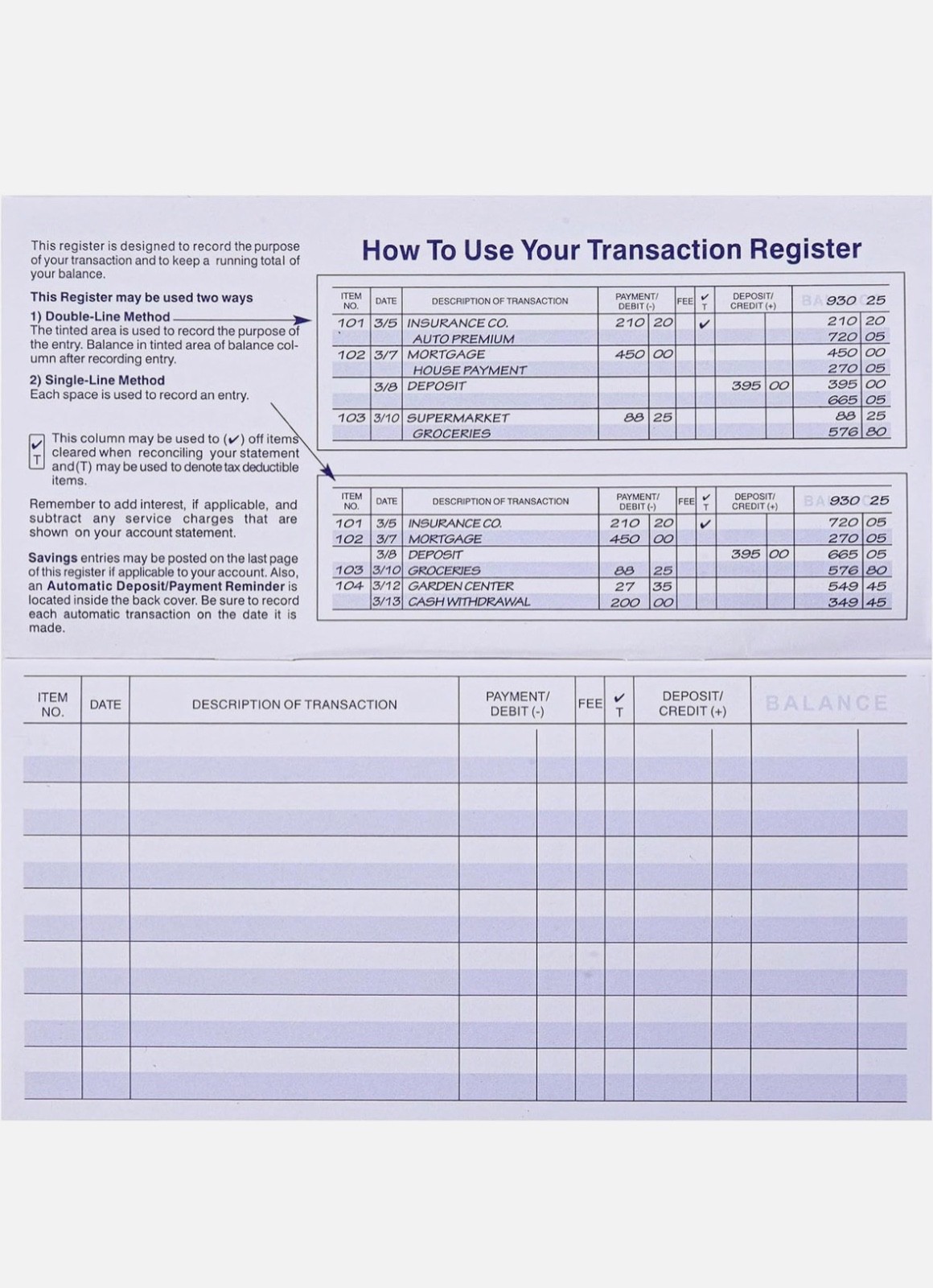 24 PCS Check Registers for Personal Checkbook, Easy to Read Checkbook Register