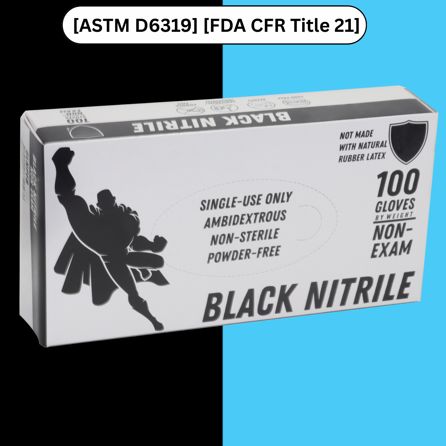 1000 Black Nitrile Powder-Free Disposable Gloves Large 5 MIL Finger-Textured