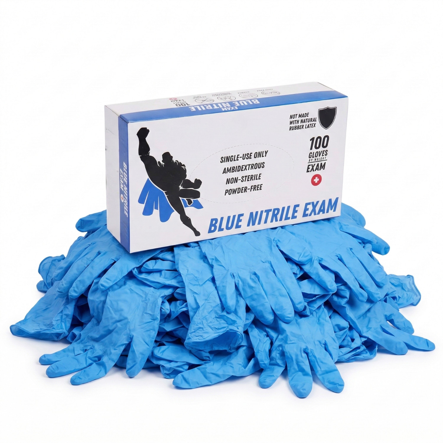 1000 Blue Nitrile Gloves 4 Mil Powder Free ( Non Latex Vinyl) XL