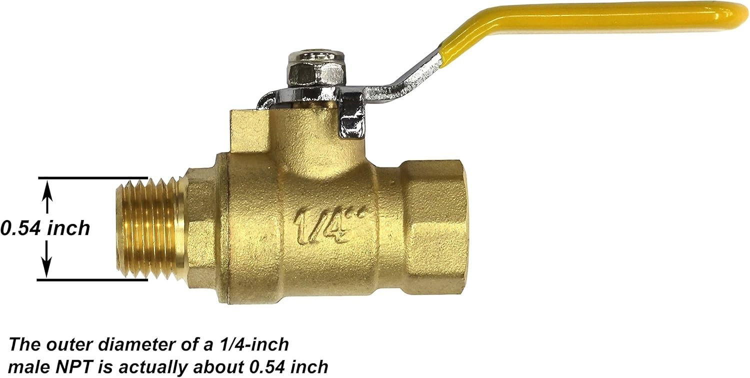 Lead-Free Brass 1/4″ In-Line Ball Shut Off Valve for Air, Water, Oil