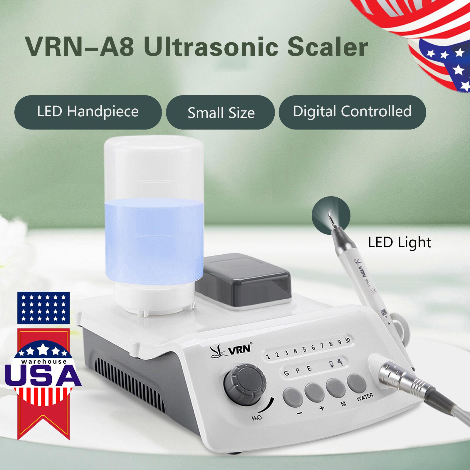Dental Ultrasonic Piezo Scaler With LED Handpiece VRN Auto Water Supply UPS