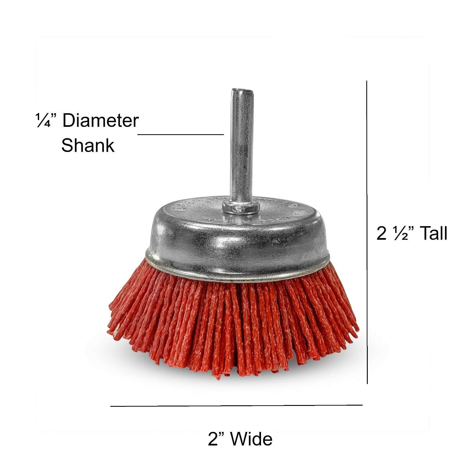 2″ Nylon End Cup Brush 1/4″ Shank Coarse 3 Pack Red Drill Brush Wire Abrasive