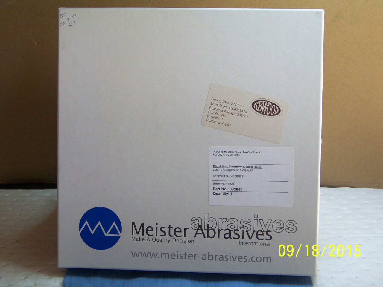 Meister Abrasives #332841 Diamond Backed Grinding Wheel For Silicone