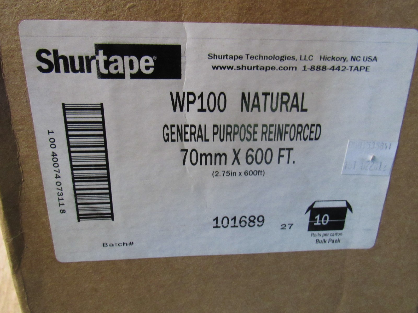 Shurtape WP 100 Kraft Water Activated Tape 2.75″ x 600ft 5 mil 10PK (M87J)