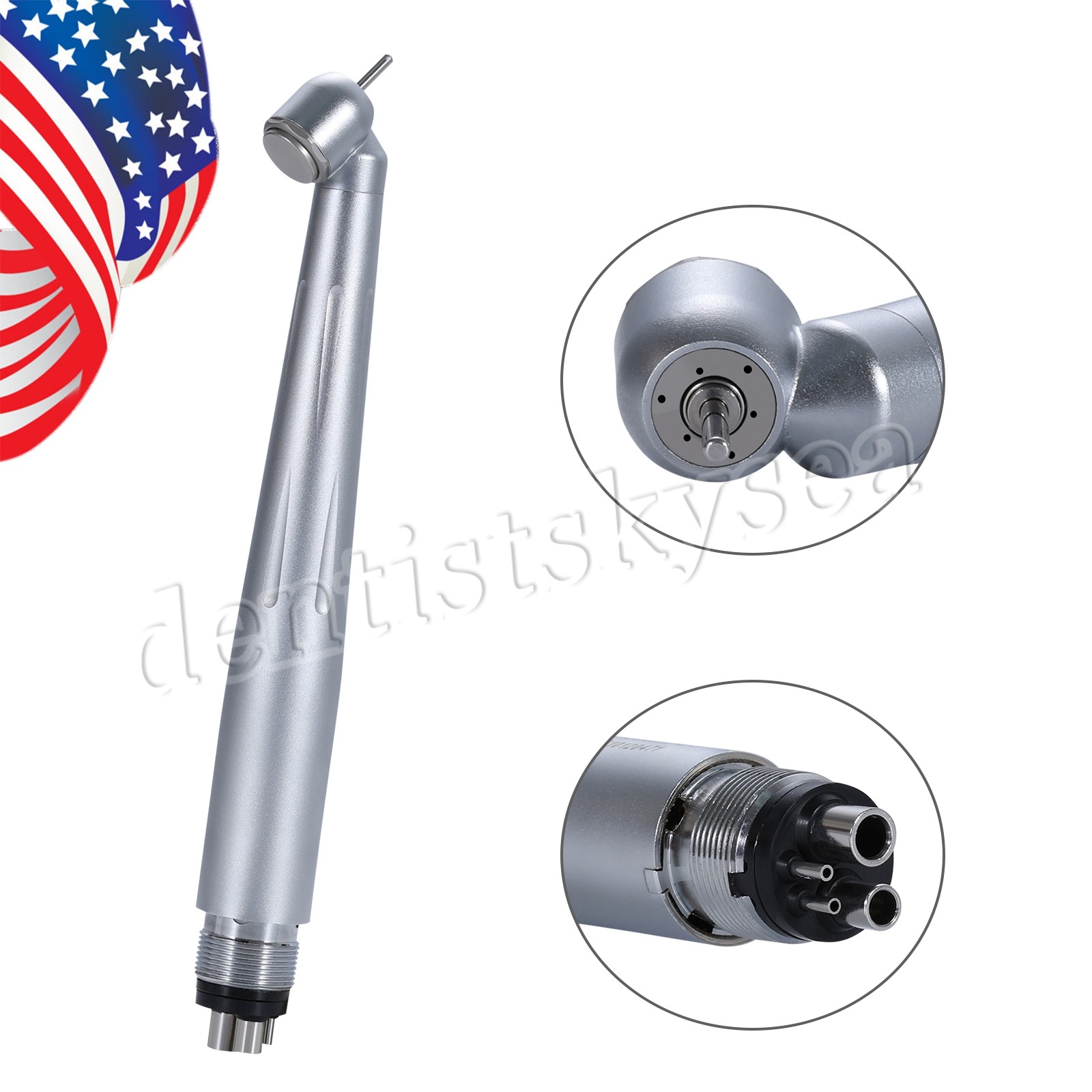 Dental Surgical 45° High Speed Handpiece Push Button Single Water Spray 4HOLE