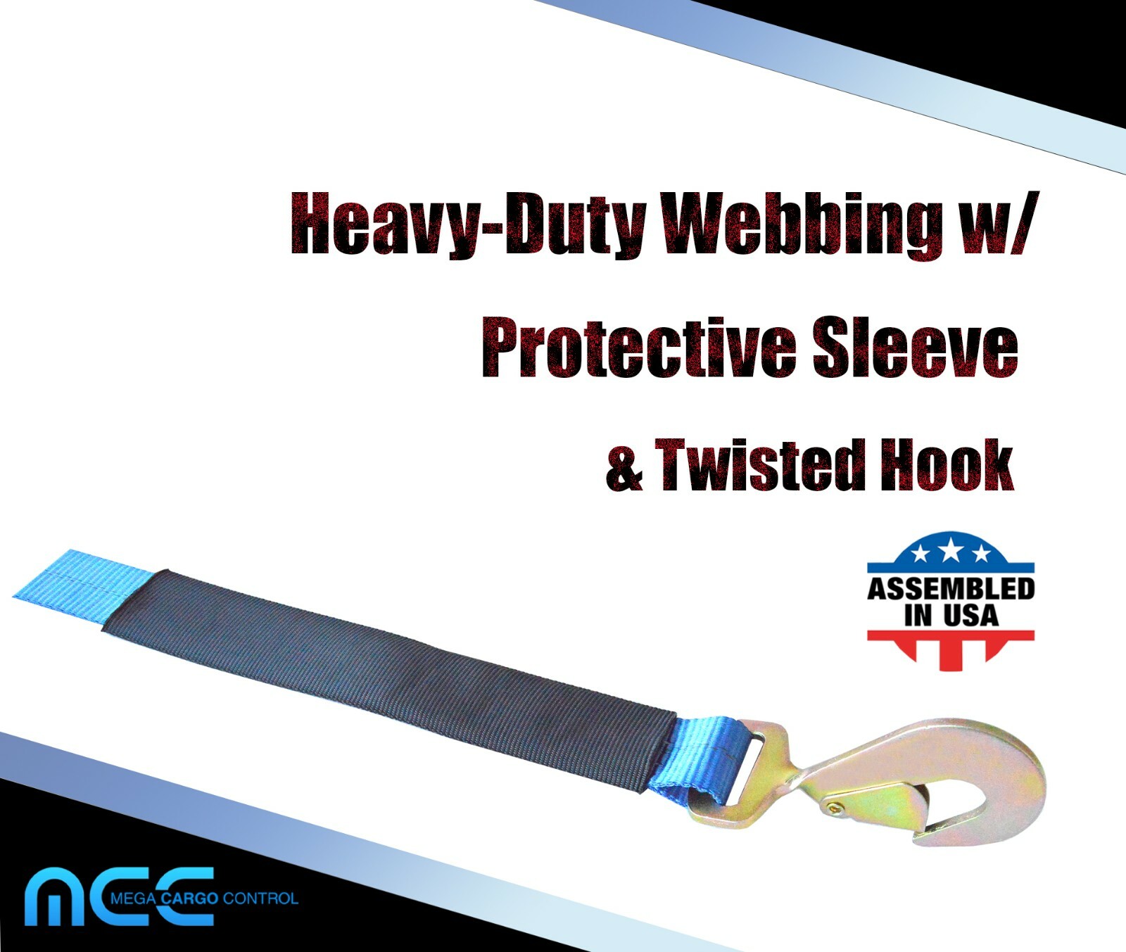 USA 2″ x 8′ Axle Strap Car Trailer Hauler Ratchet Tie Down Strap w/ Snap Hook