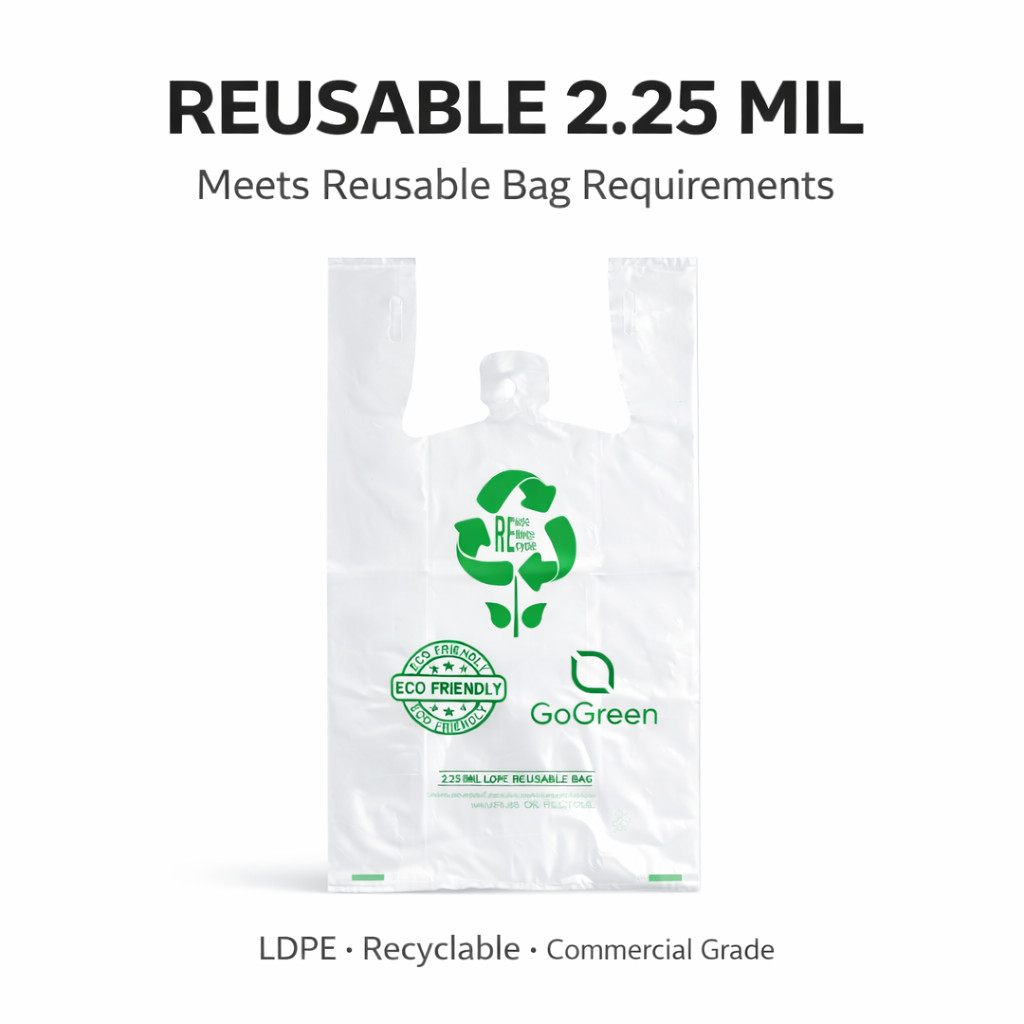 Bags 1/6 Large 21 x 6.5 x 11.5 Clear Reusable Extra Heavy Plastic T-Shirt Bag