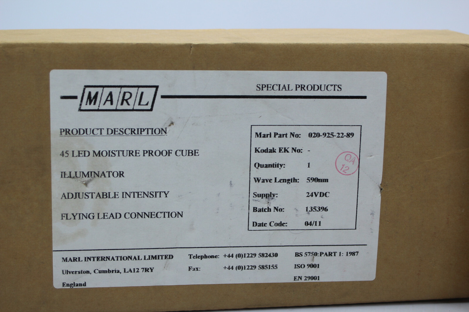 Marl 020-925-22-89 24V Yellow 590 nm 45 LED Moisture Proof Cube Illuminator New