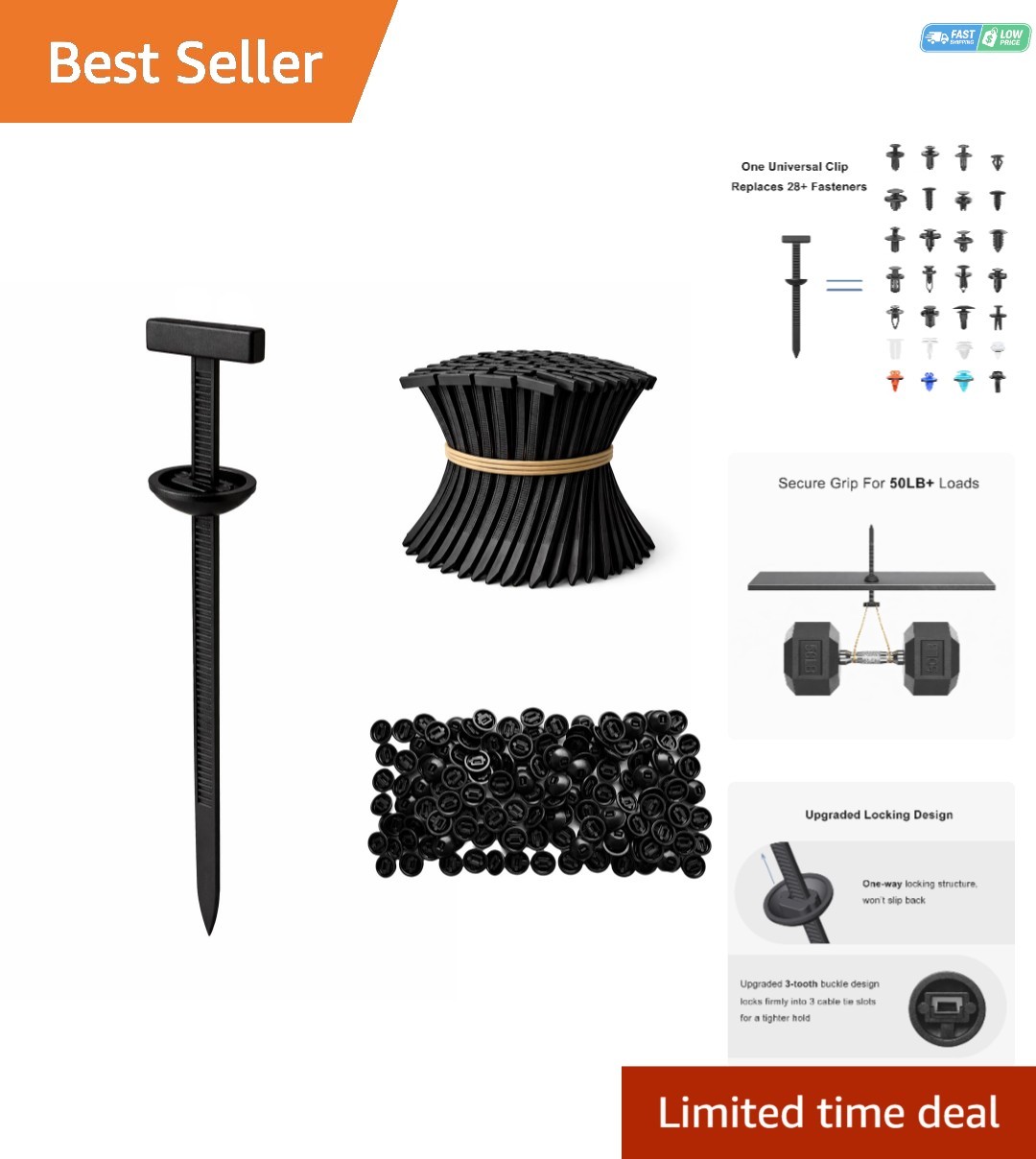 150-Pack Durable Nylon Cable Tie Buckles: Secure Automotive Fastening Solution
