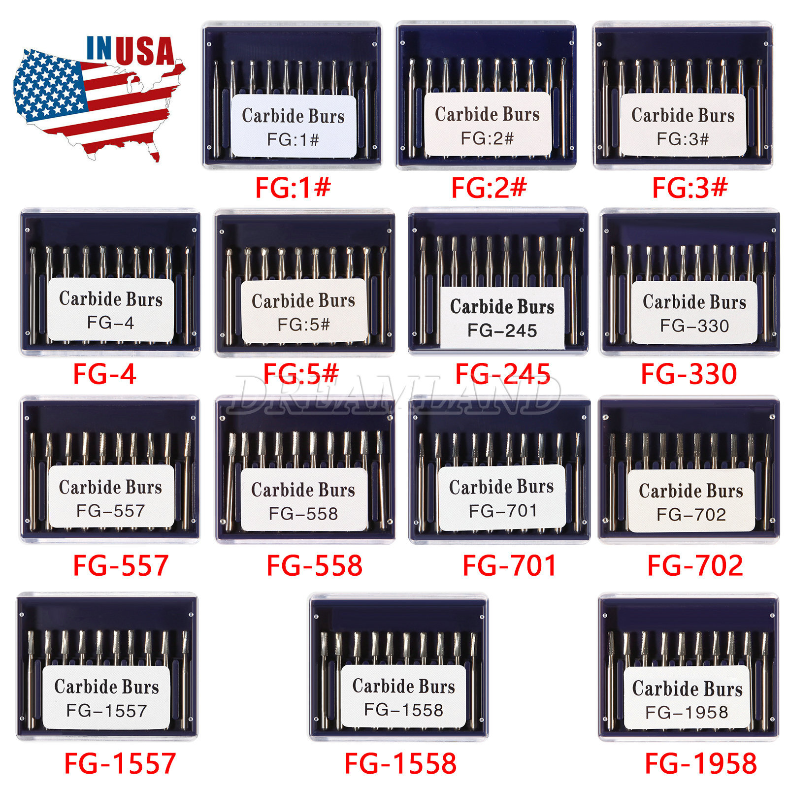 Dental FG Fresas de carburo de tungsteno Fit Alta Velocidad pieza de mano USA