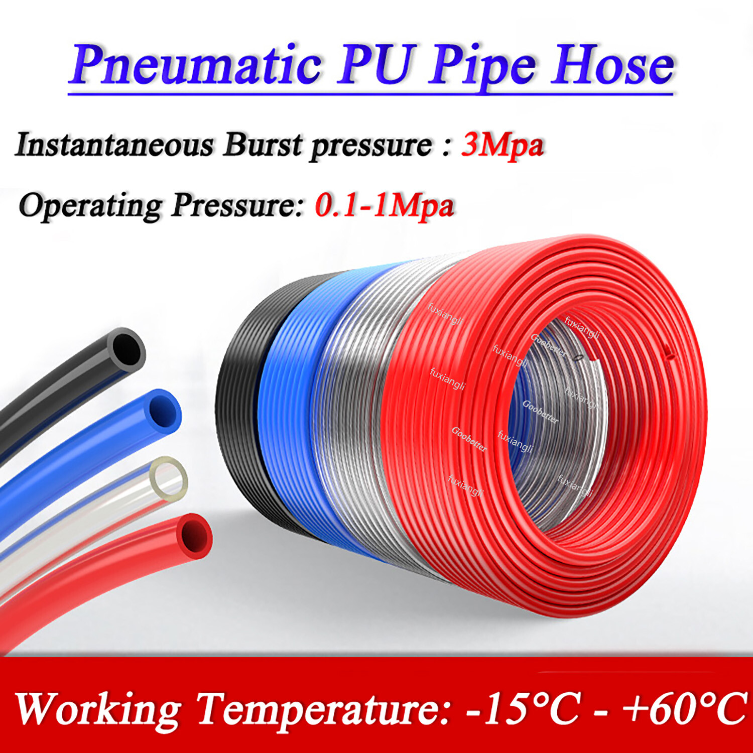 Polyurethane Flexible Tubing Pneumatic PU Pipe Tube Hose -Air Chemical Fuel Oil