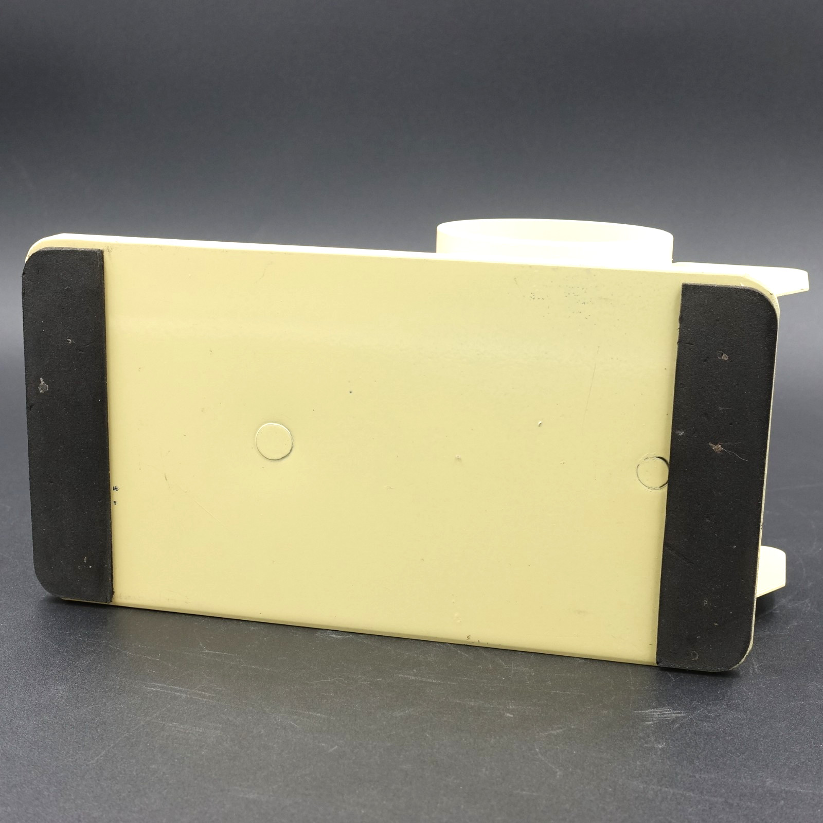 Vtg Steel Desk Tape Dispenser 3.5″ W Roll Heavy Duty Yellow Rubber Feet Taiwan