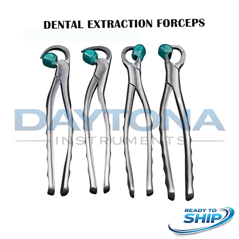 Dental Extraction Physics Forceps Standard Series Set of 4 Pcs with Bumpers