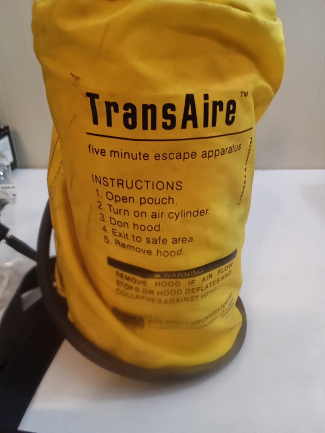 TransAire 5min Escape Respirator Complete Cylinder, Bag, Hood
