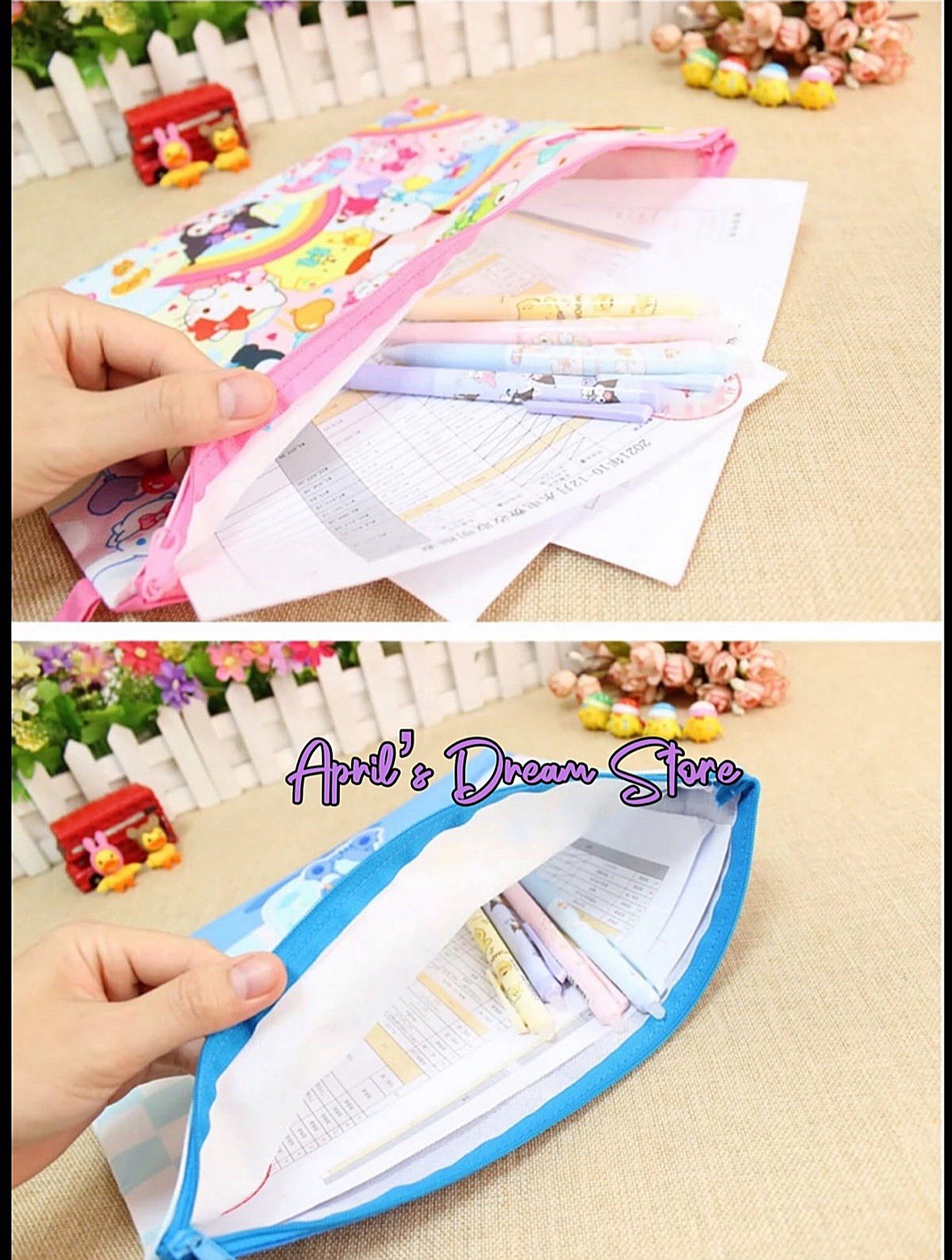 Aloha Stitch Ice Cream Single Zipper Pouch File Pocket Folder Storage Bag